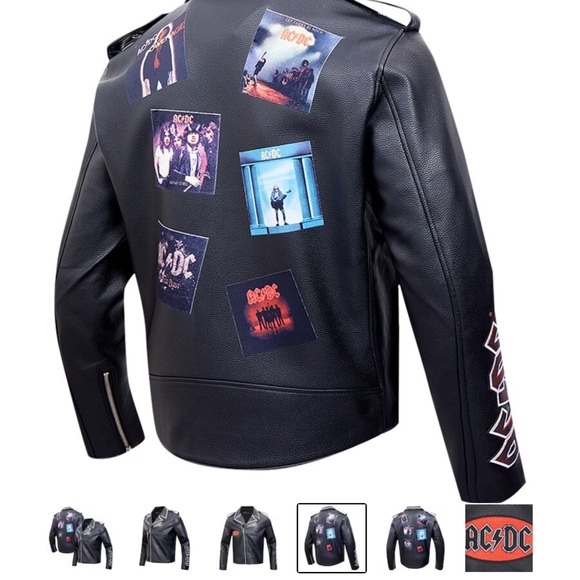 AC/DC Black Leather Jacket for Men - Picture 2 of 7